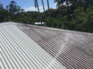 Full Circle Refinishing - Roof Cleaning Partially Cleaned Roof Full Circle Refinishing - Roof Cleaning